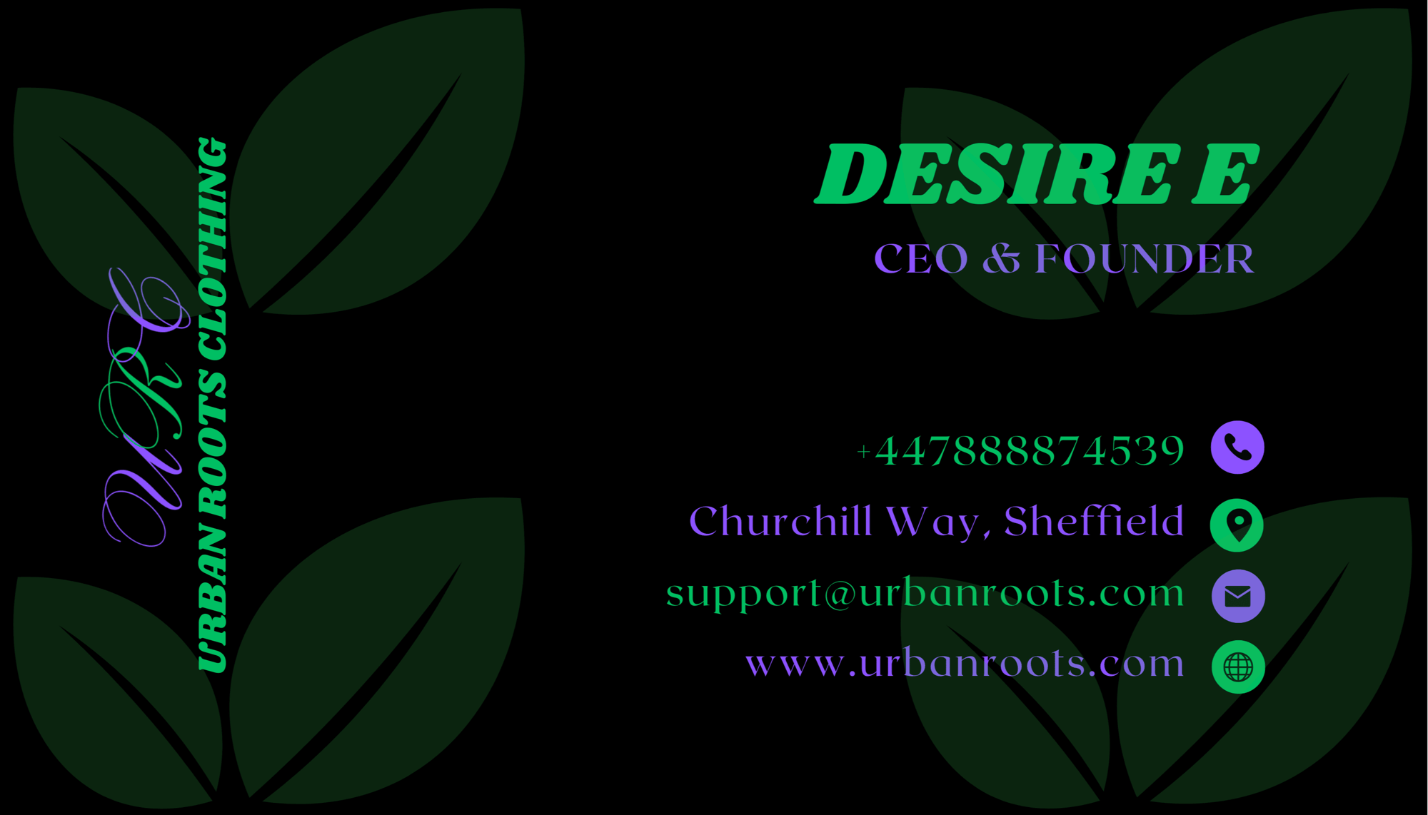 Urban Roots Clothing Business Card