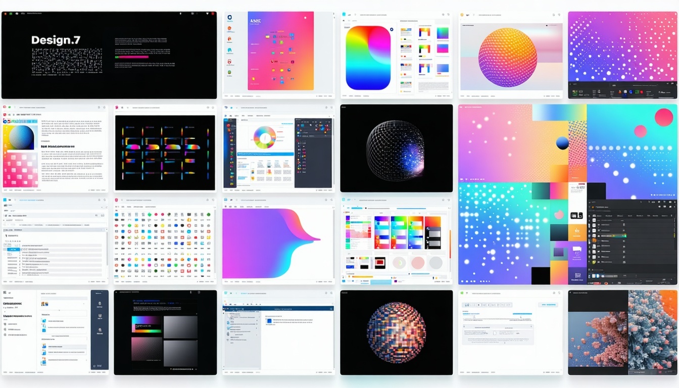 A vibrant collage of various graphic design softwa